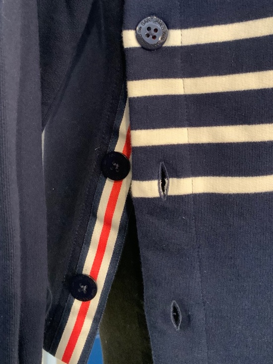 Norah Cotton Hoodie, soft, cozy , navy & white stripe Saint James - Picture 2 of 4